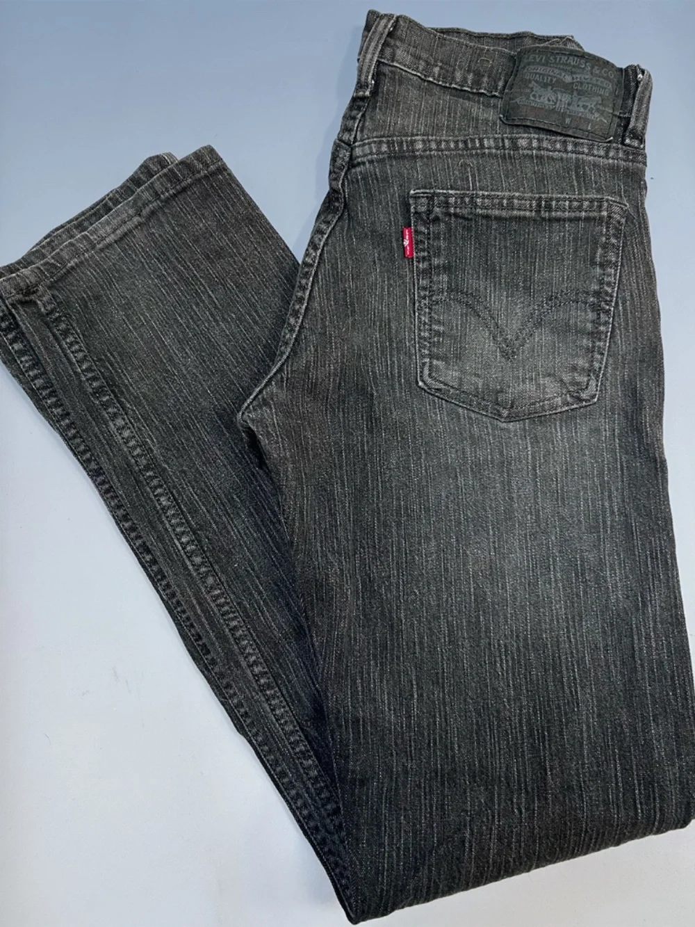 Men's LEVI'S 514 Charcoal Gray Worn Wash Slim Straight Jeans 32x34